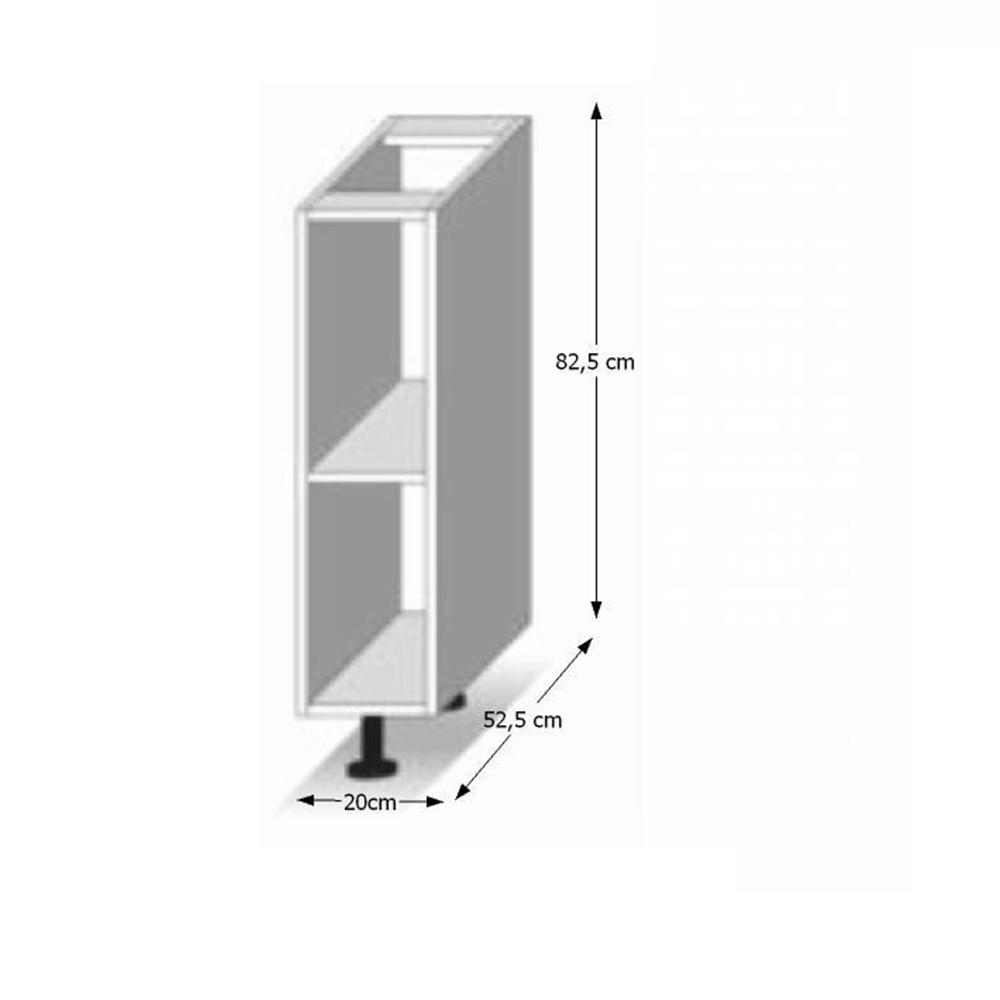 LINE fehér mdf alsó polcos konyhaszekrény 20cm