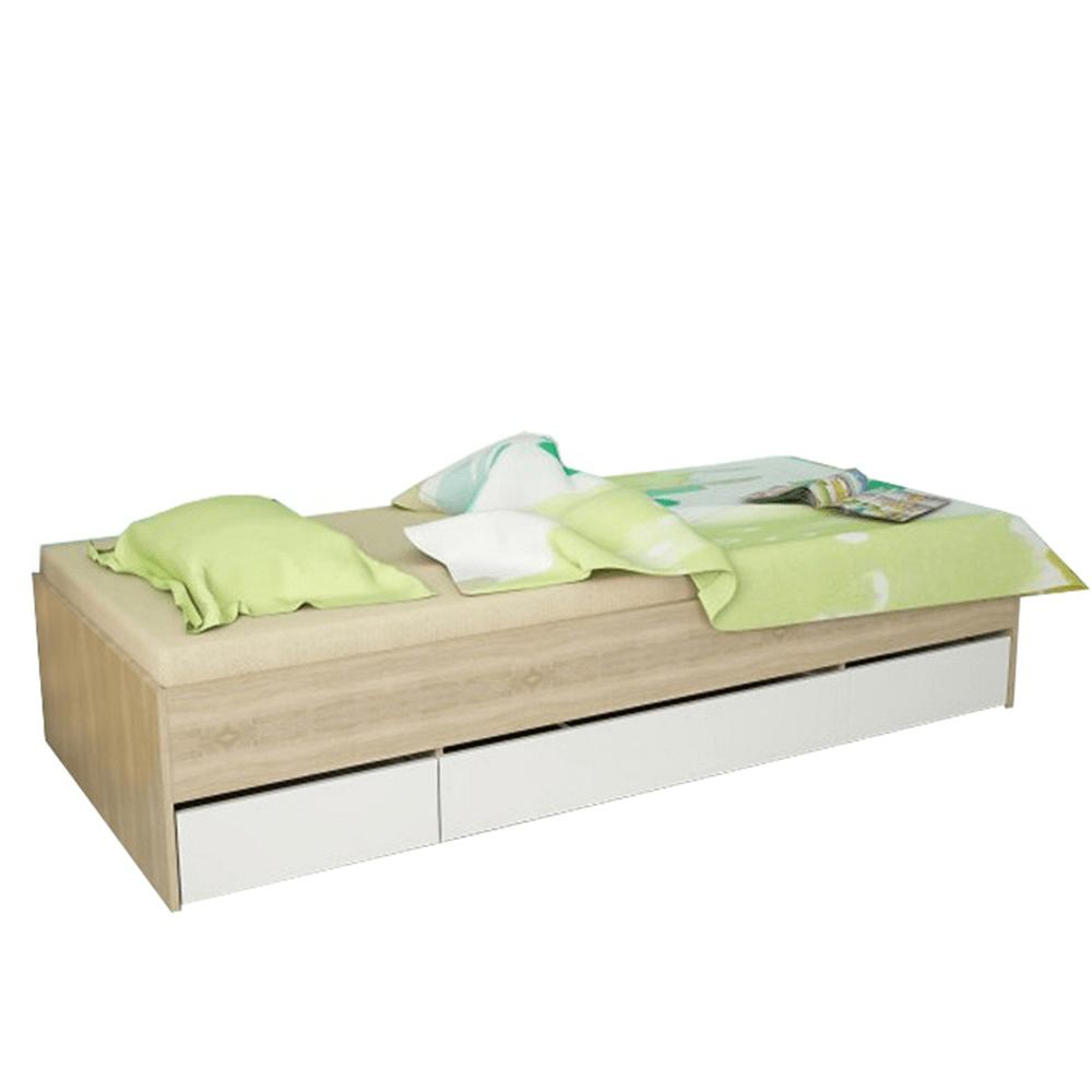 MATIASI fehér és barna mdf ágy 90x200cm