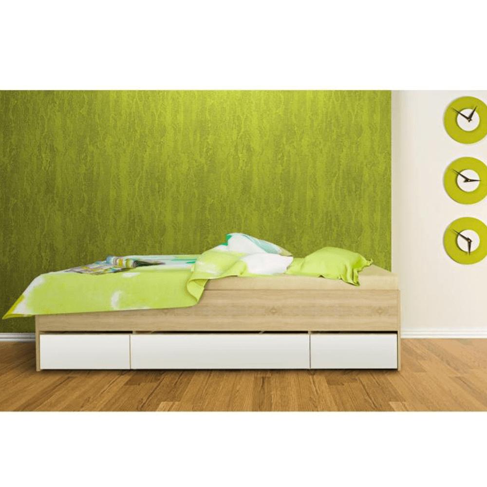 MATIASI fehér és barna mdf ágy 90x200cm
