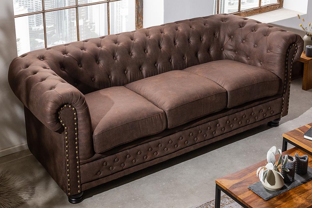 CHESTERFIELD barna mikroszálas kanapé