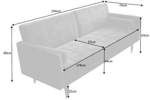COUTURE kanapéágy szürke 195cm