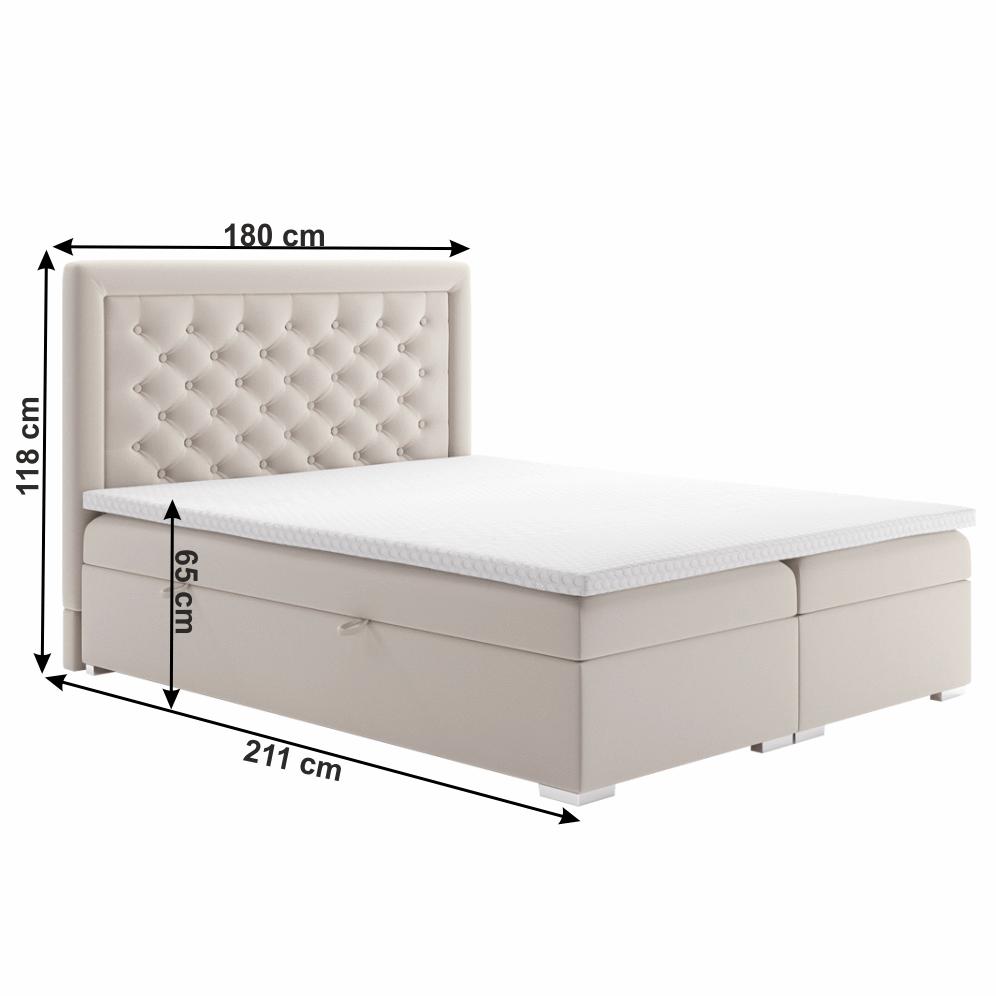 DORMAN bézs szövet boxspring ágy 180x200cm