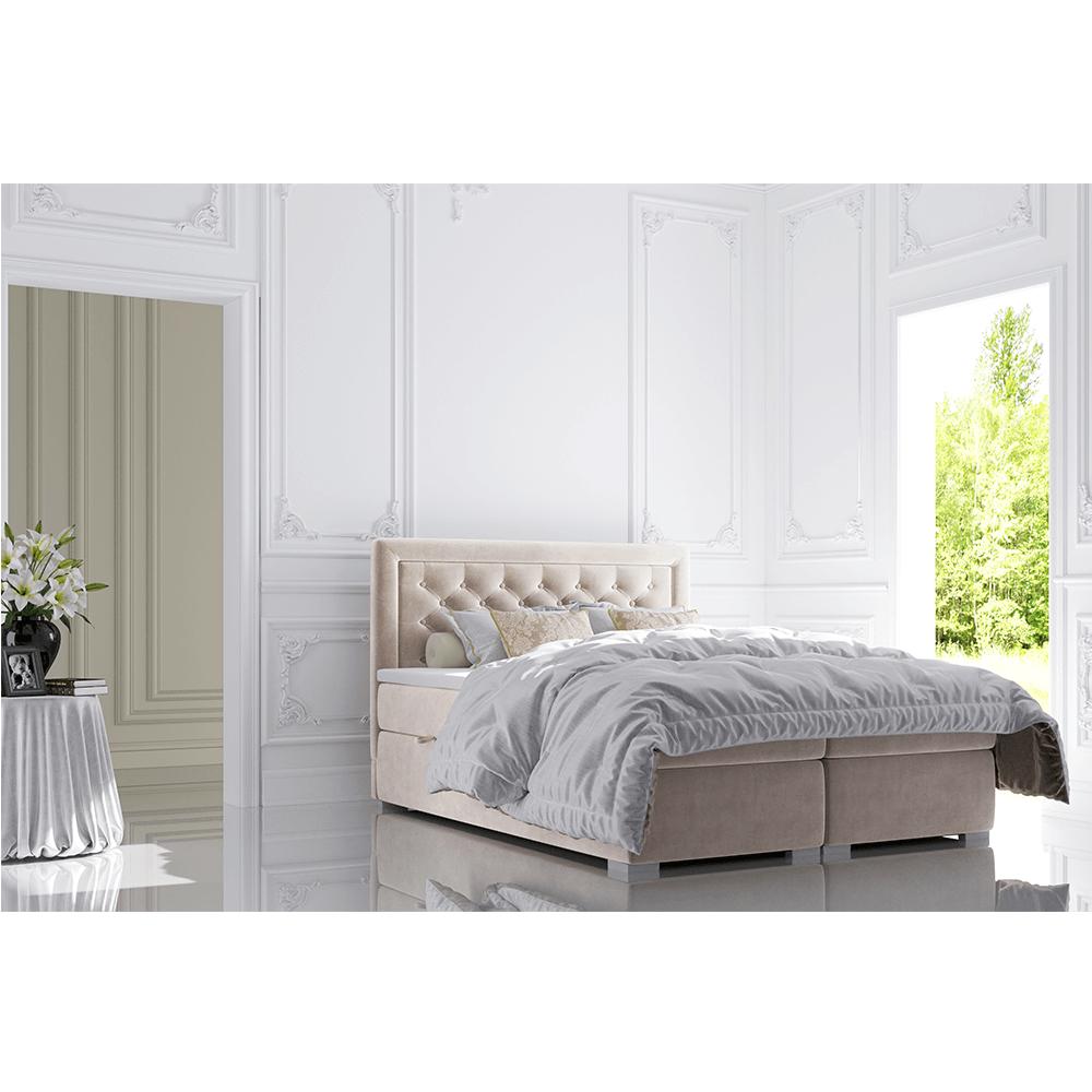 DORMAN bézs szövet boxspring ágy 180x200cm