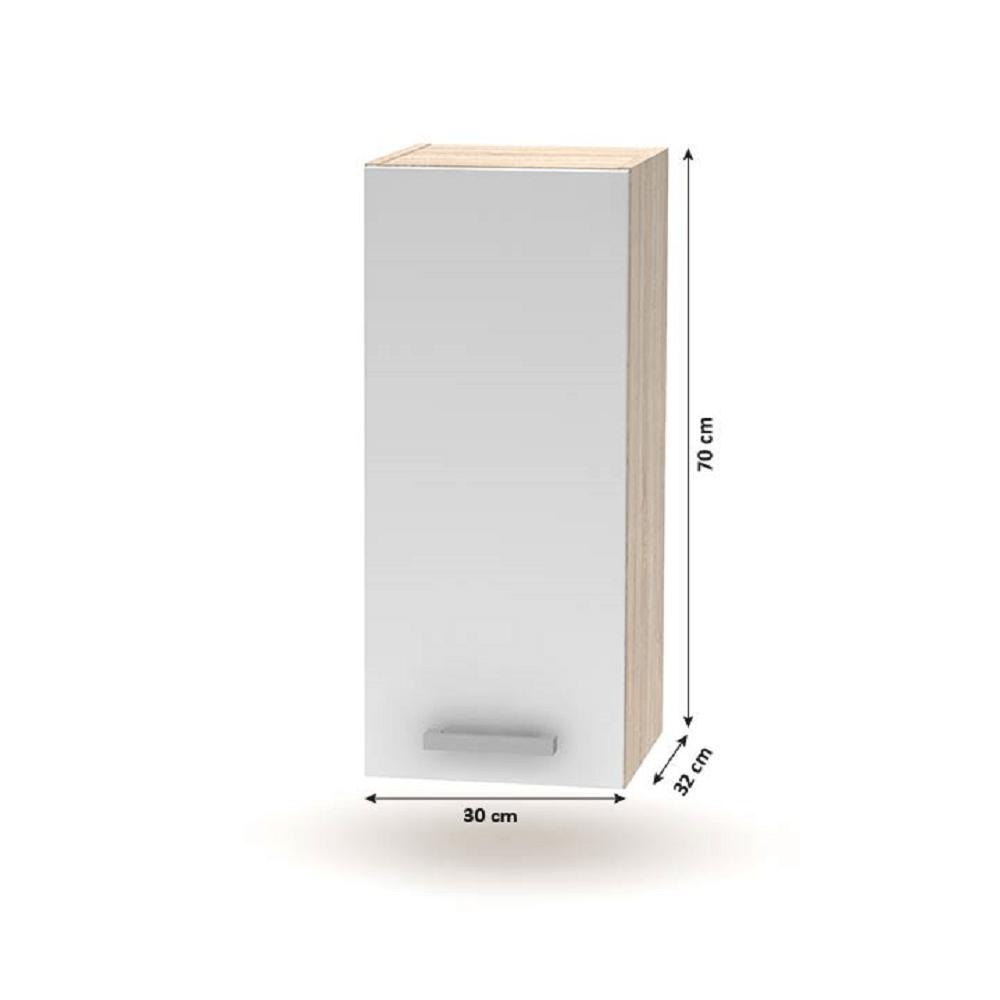 PLUS fehér mdf egyajtós felső konyhaszekrény 30cm