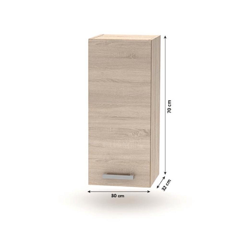 PLUS barna mdf egyajtós felső konyhaszekrény 30cm