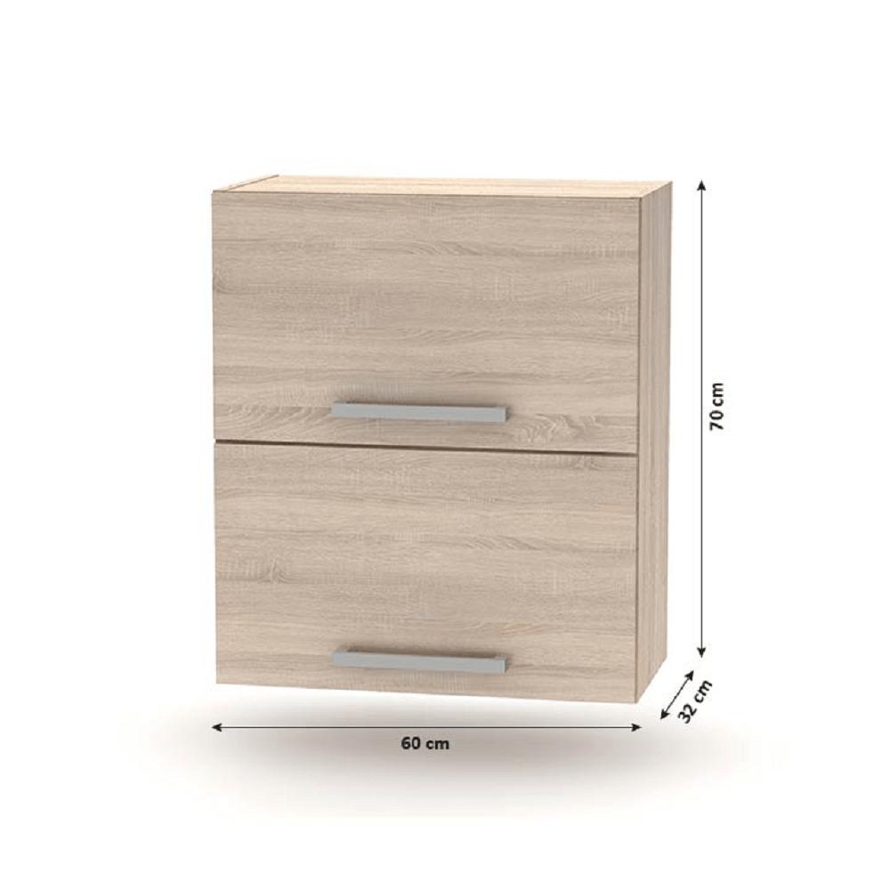 PLUS II barna mdf kétajtós felső konyhaszekrény 60cm