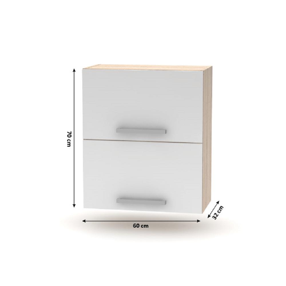 PLUS II fehér mdf kétajtós felső konyhaszekrény 60cm