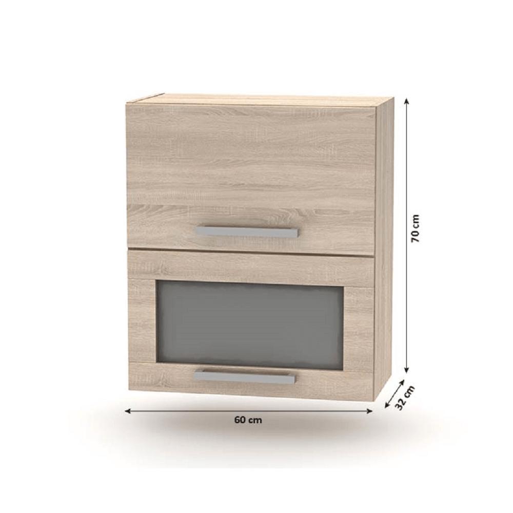 PLUS III barna mdf kétajtós felső konyhaszekrény 60cm