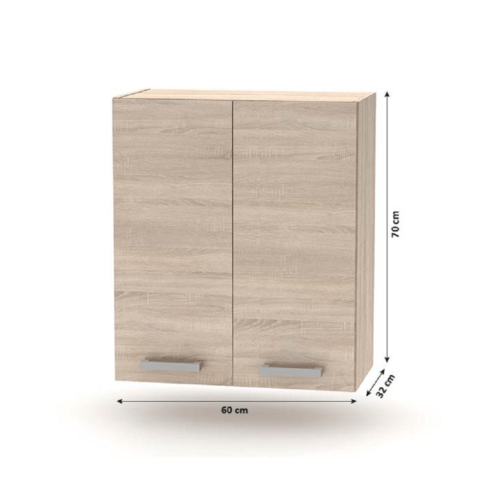 PLUS barna mdf kétajtós felső konyhaszekrény 60cm