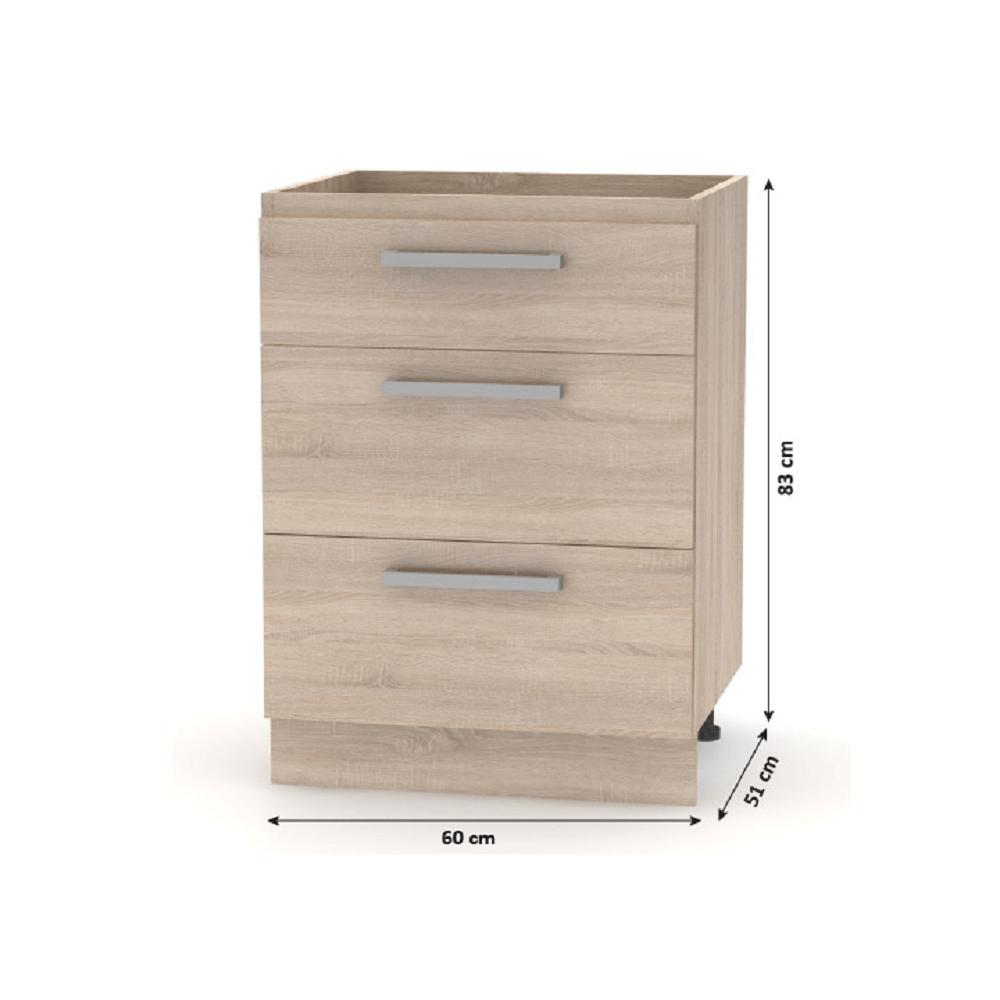 PLUS barna mdf fiókos alsó konyhaszekrény 60cm