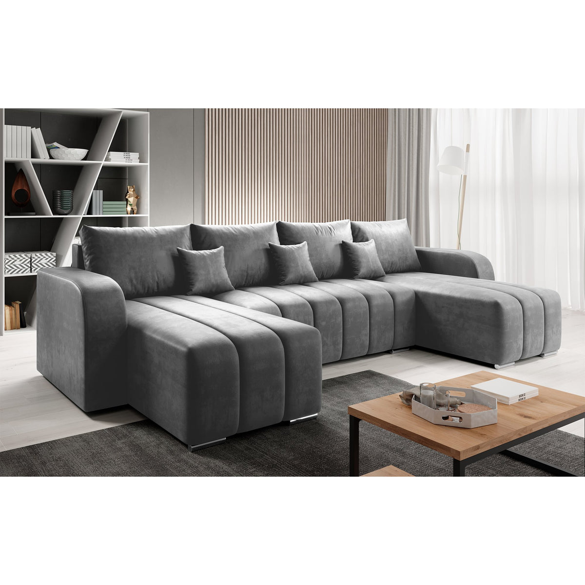 PORIMA U szürke bársony ülőgarnitúra