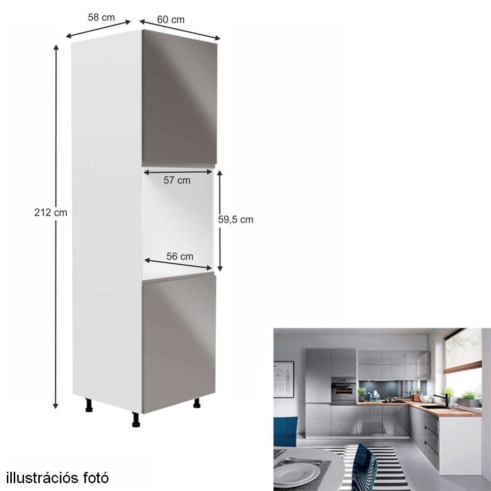 AURORA szürke mdf hűtőgép szekrény jobbos 60cm
