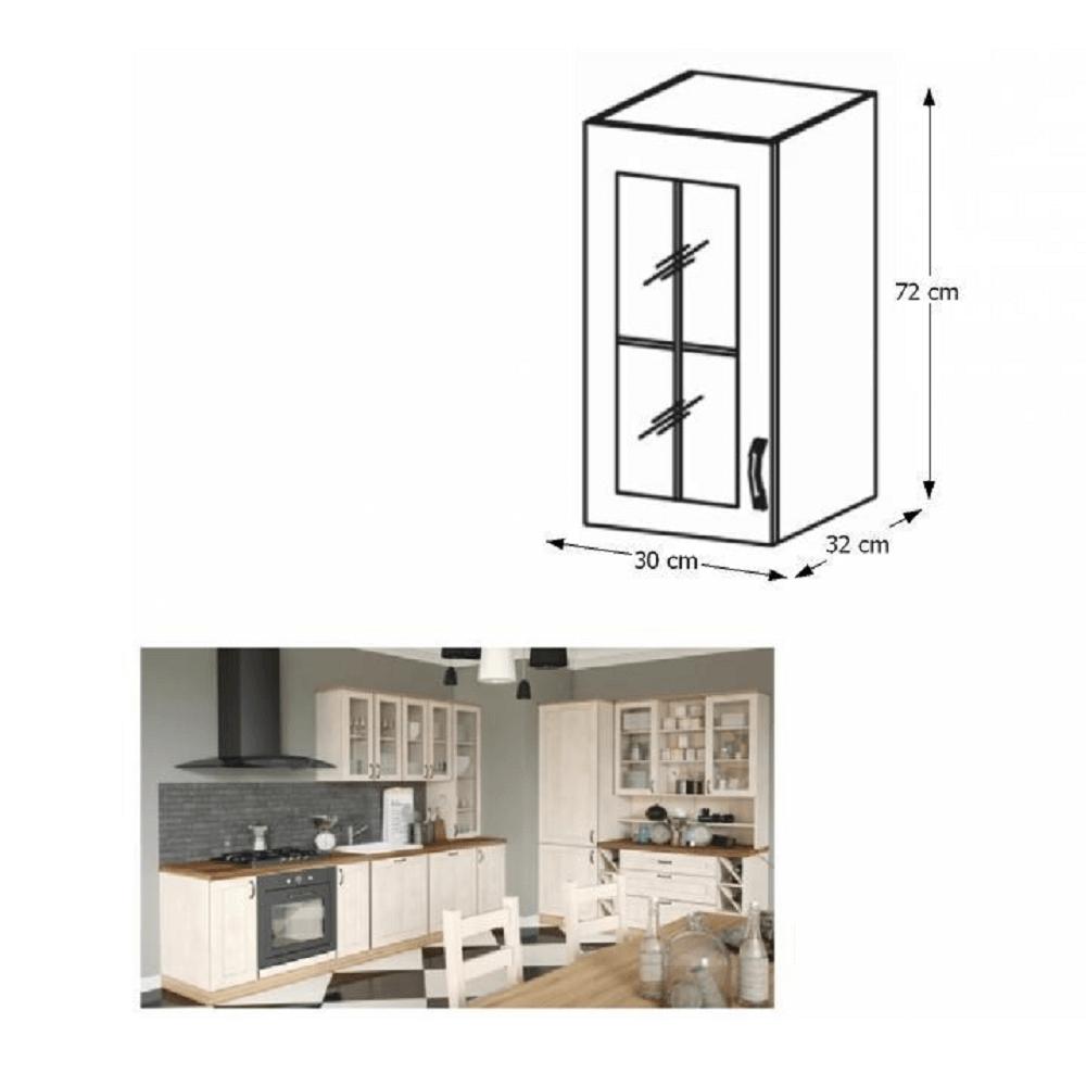 ROYAL II fehér mdf felső konyhaszekrény balos 30cm