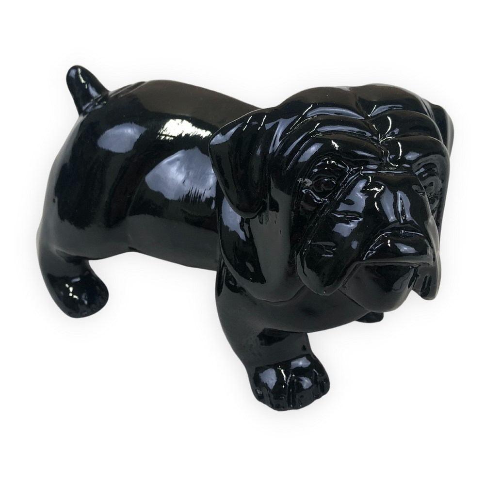 SENANDUNG fekete álló angol bulldog kutya szobor