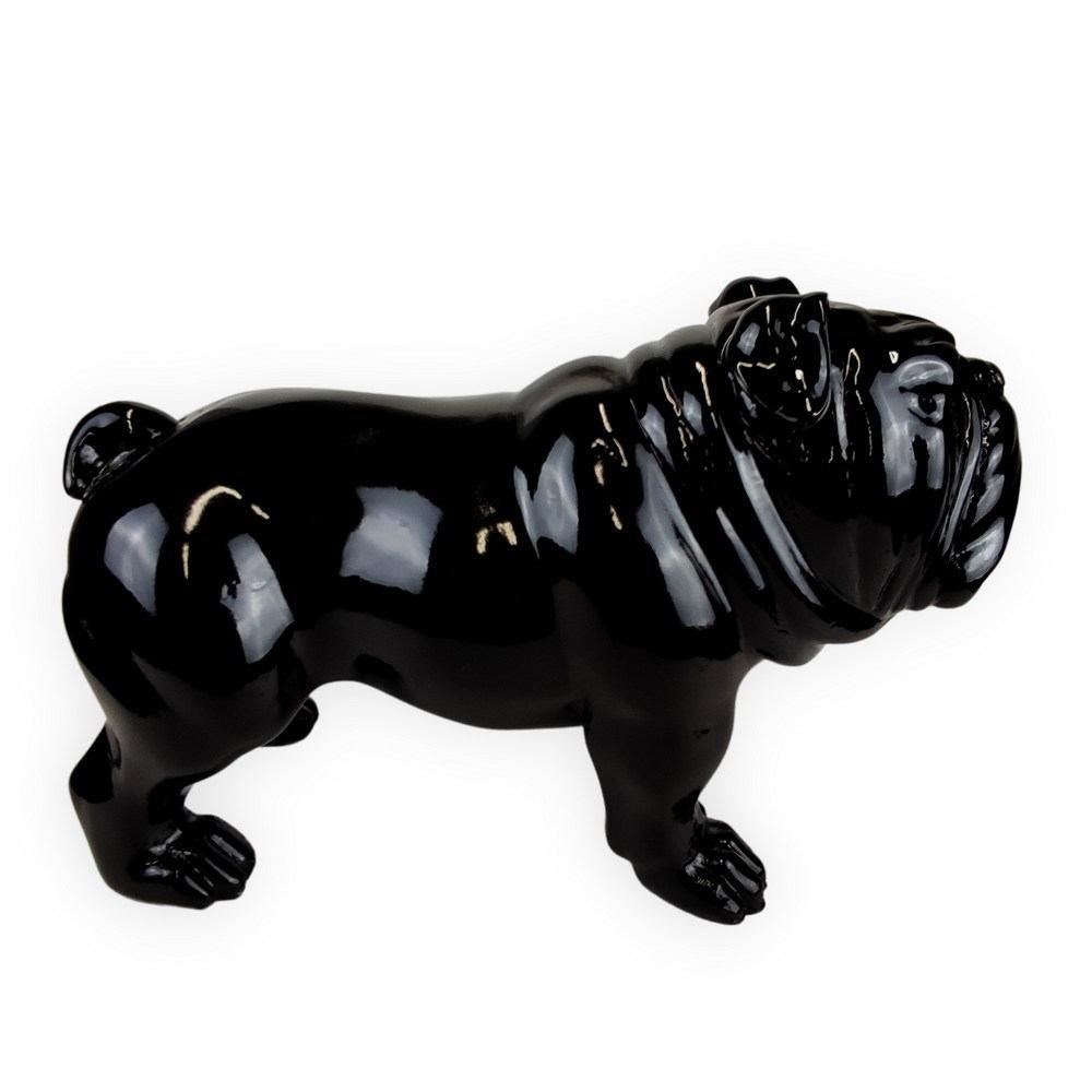 SENANDUNG fekete angol bulldog kutya szobor L