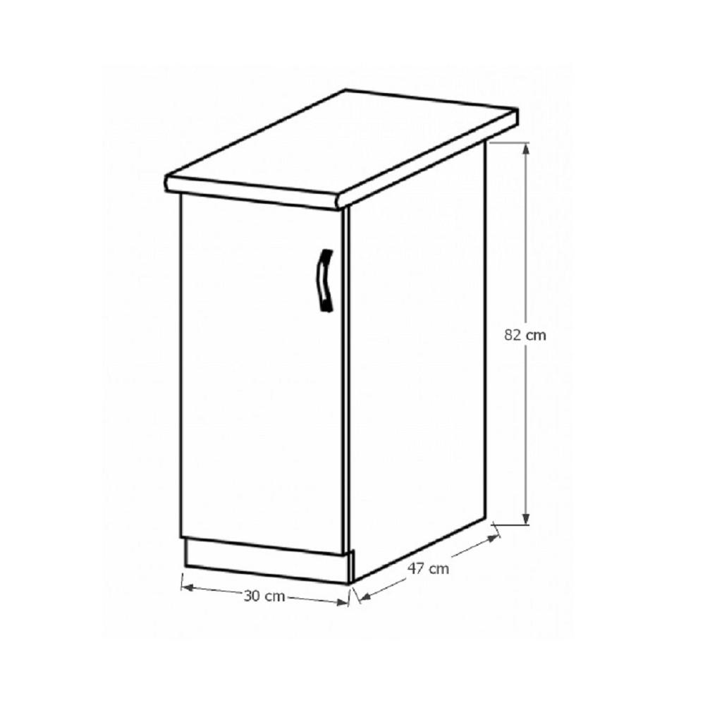 PROVANCE fehér mdf alsó konyhaszekrény balos 30cm