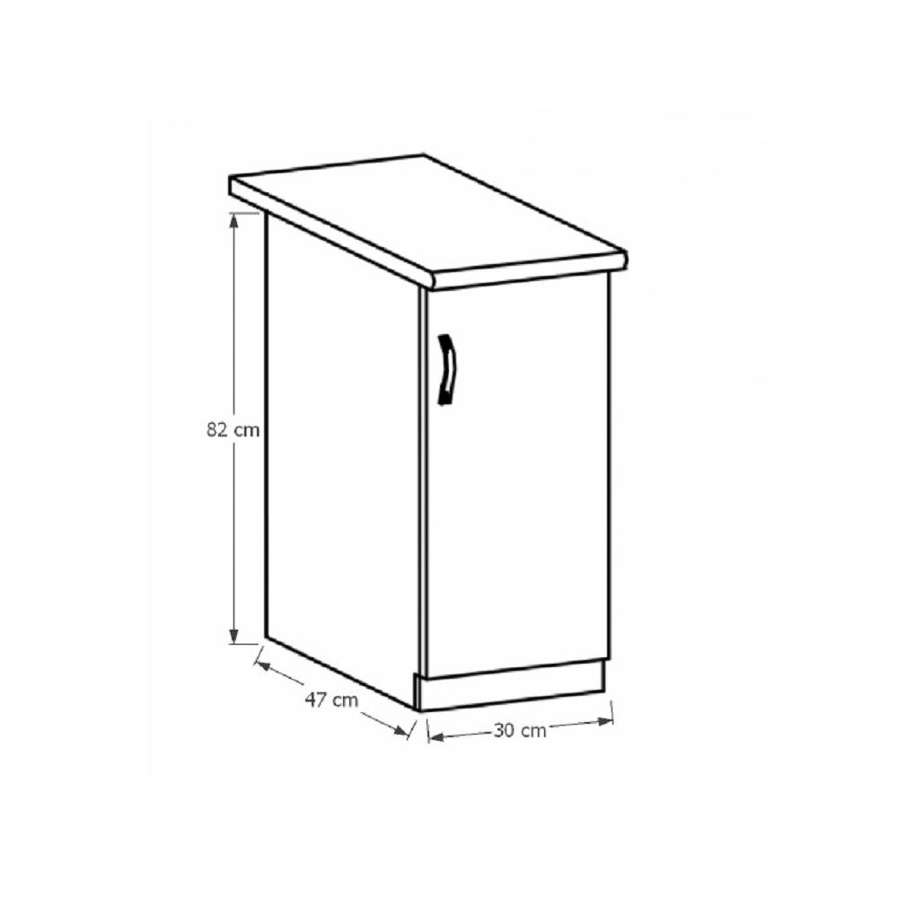 PROVANCE fehér mdf alsó konyhaszekrény jobbos 30cm
