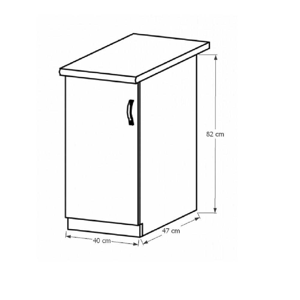 PROVANCE fehér mdf alsó konyhaszekrény balos 40cm