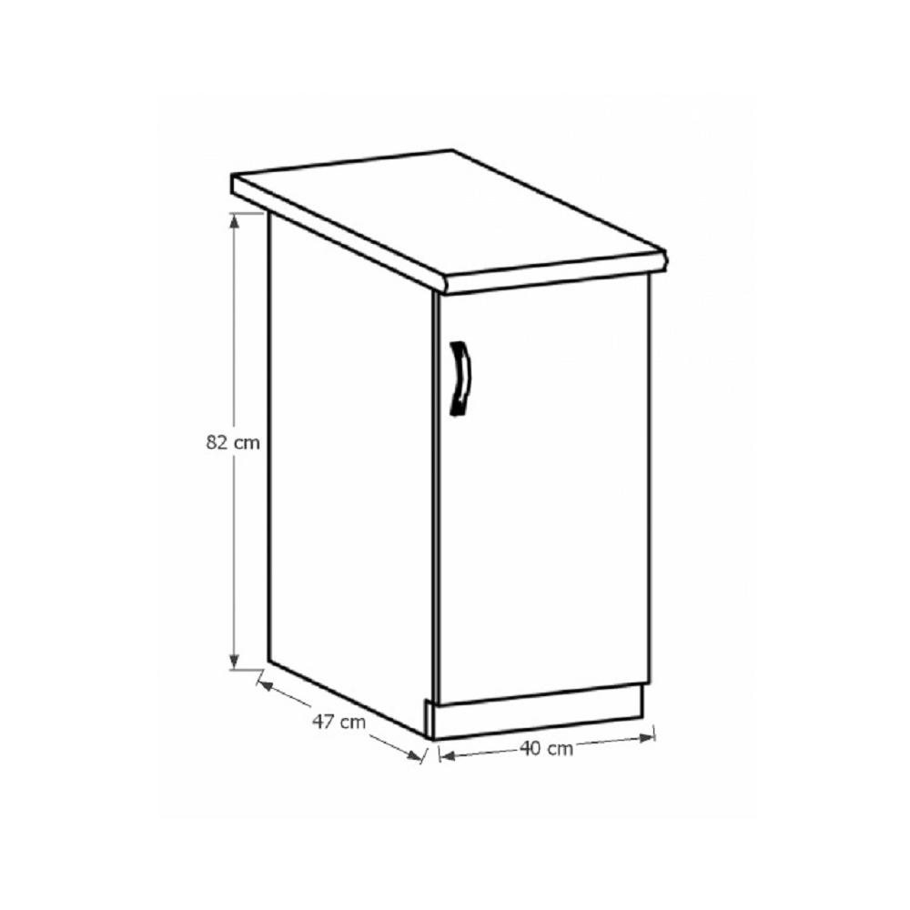 PROVANCE fehér mdf alsó konyhaszekrény jobbos 40cm