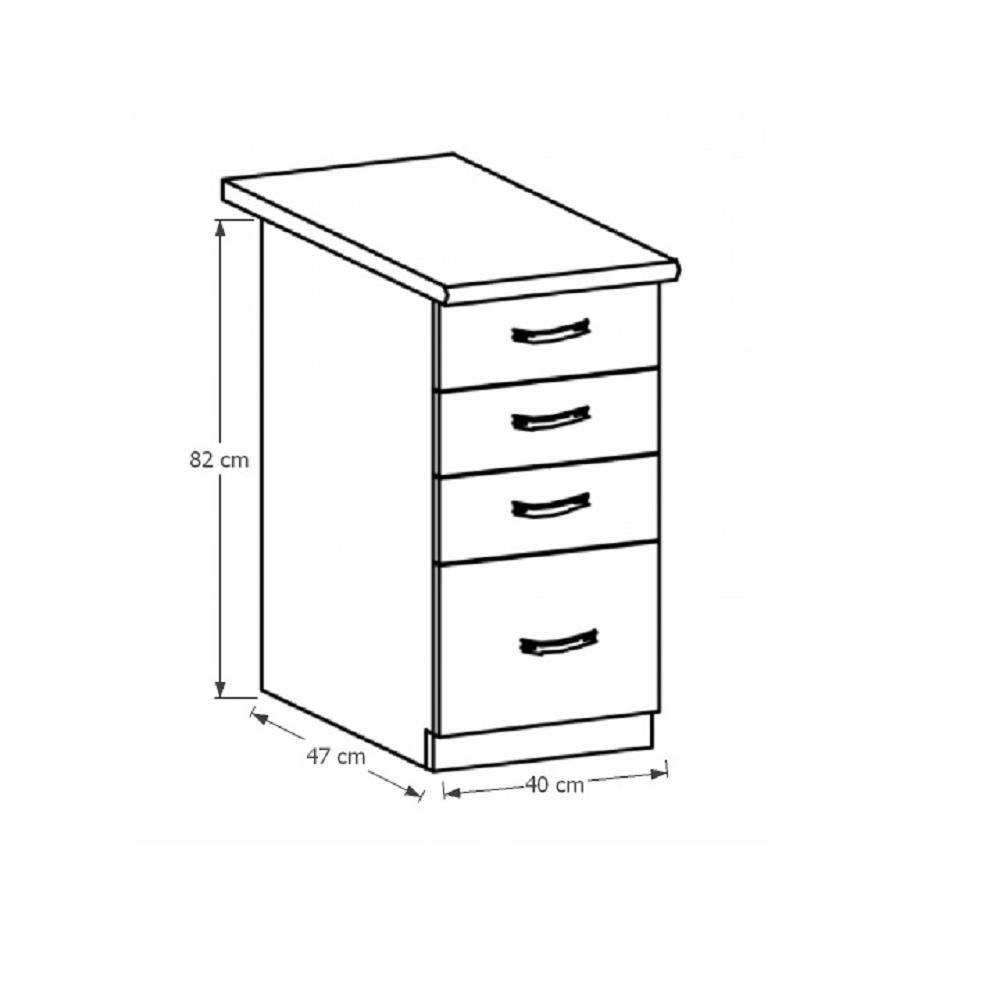 PROVANCE fehér mdf fiókos alsó konyhaszekrény 40cm