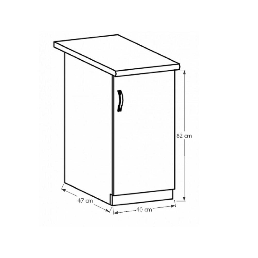 SICILIA fehér mdf alsó konyhaszekrény jobbos 40cm