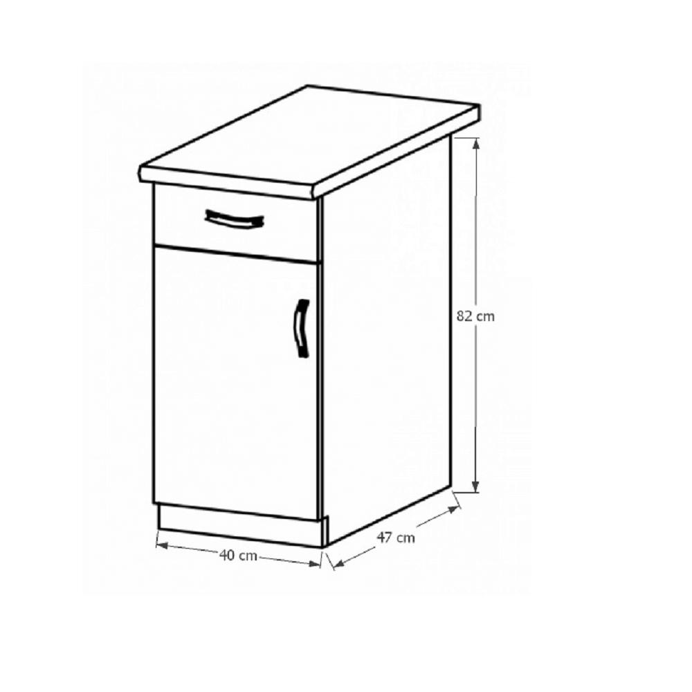 SICILIA fehér mdf alsó konyhaszekrény fiókkal balos 40cm