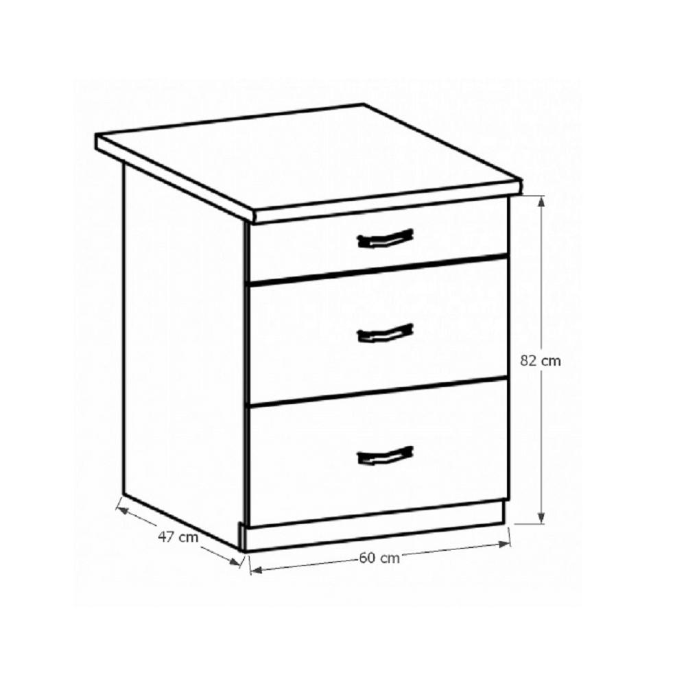 SICILIA fehér mdf fiókos alsó konyhaszekrény 60cm