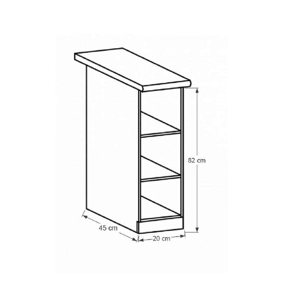 SICILIA barna mdf alsó konyhaszekrény 20cm