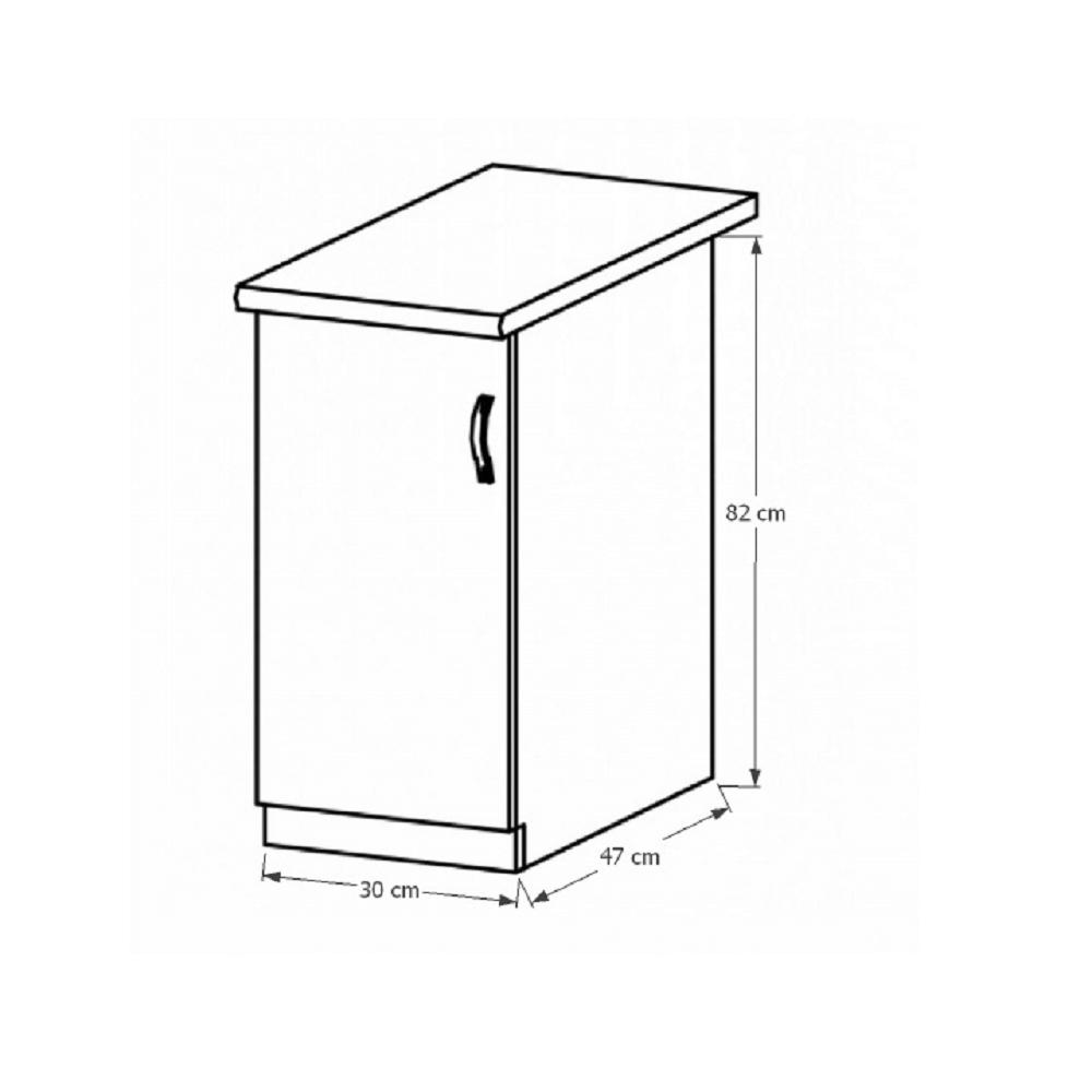 SICILIA barna mdf alsó konyhaszekrény balos 30cm