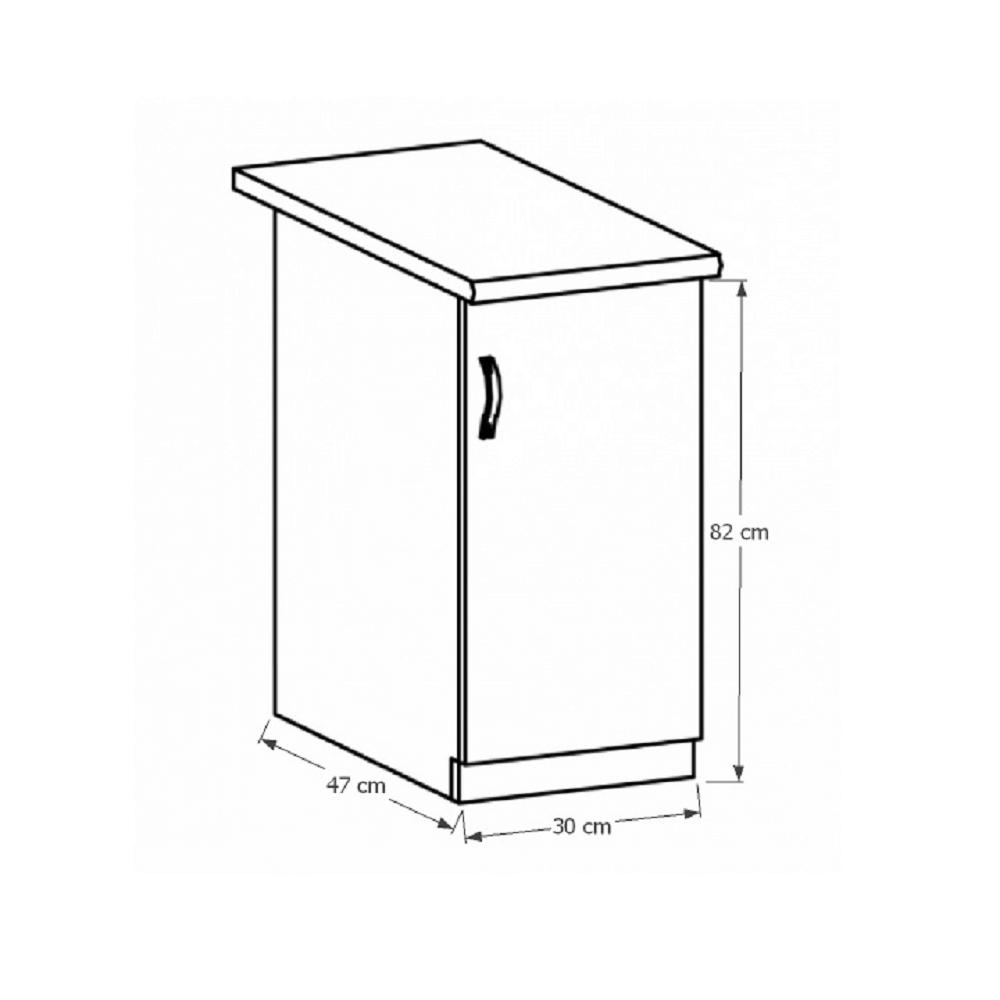 SICILIA barna mdf alsó konyhaszekrény jobbos 30cm
