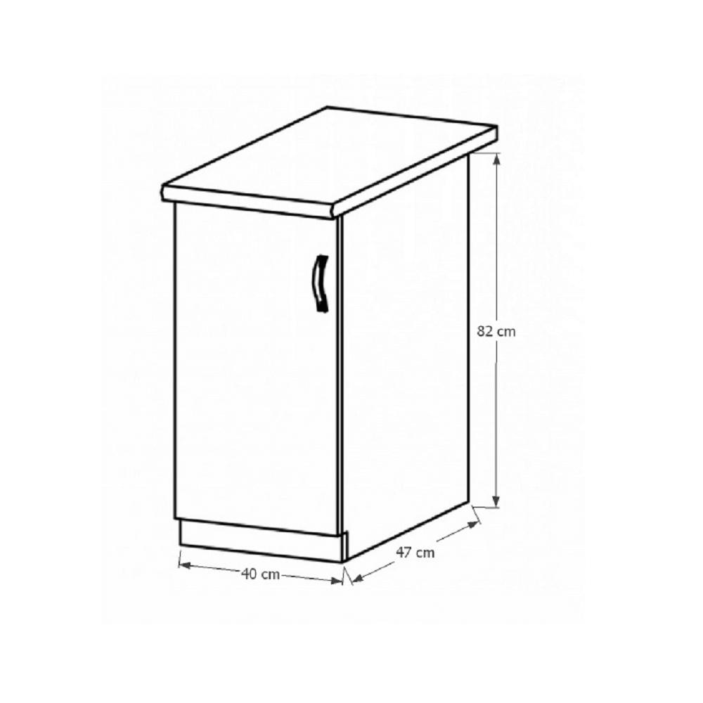 SICILIA barna mdf alsó konyhaszekrény balos 40cm