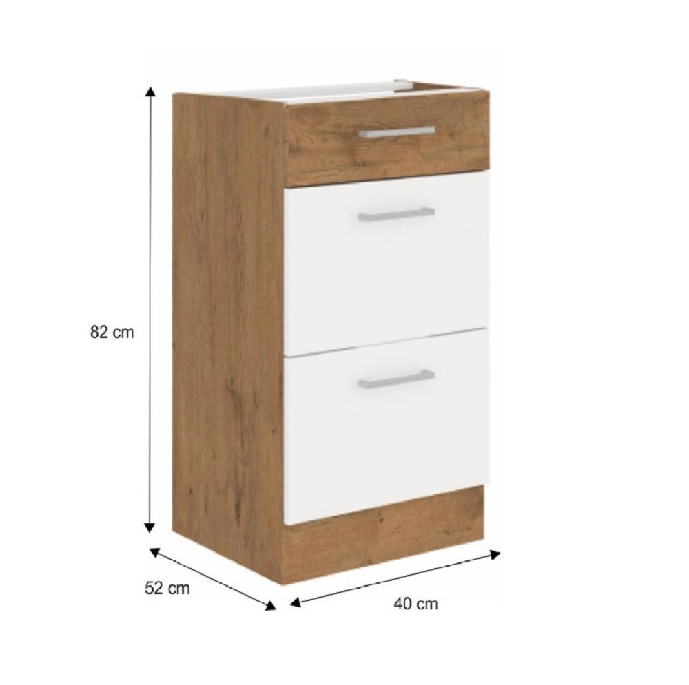 VEGA fehér mdf fiókos alsó konyhaszekrény 40cm