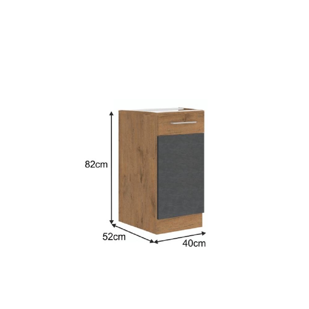 VEGA szürke mdf alsó konyhaszekrény 40cm