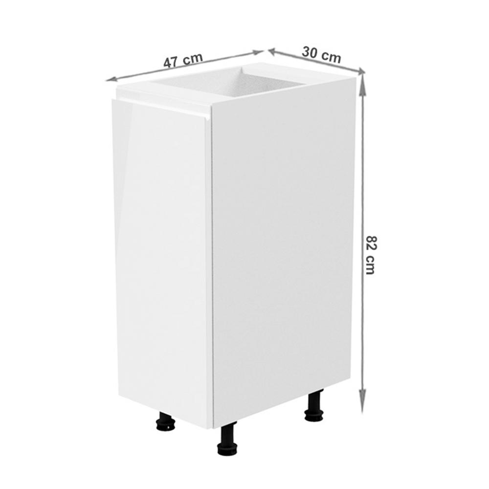 AURORA fehér mdf alsó konyhaszekrény balos 30cm