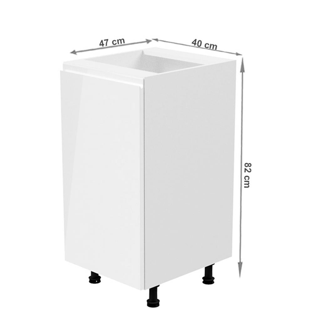AURORA fehér mdf alsó konyhaszekrény balos 40cm