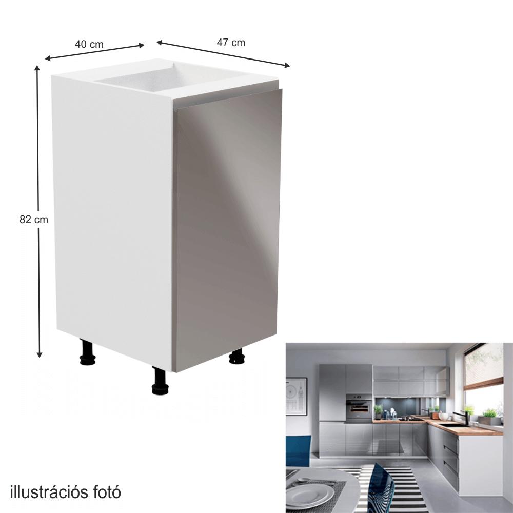 AURORA szürke mdf alsó konyhaszekrény jobbos 40cm