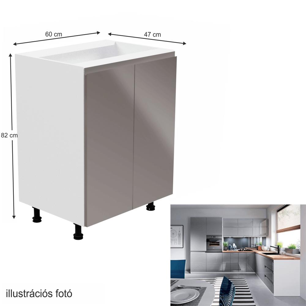 AURORA szürke mdf alsó konyhaszekrény 60cm