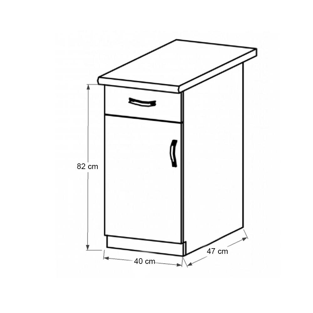 PROVANCE fehér mdf fiókos alsó konyhaszekrény balos 40cm