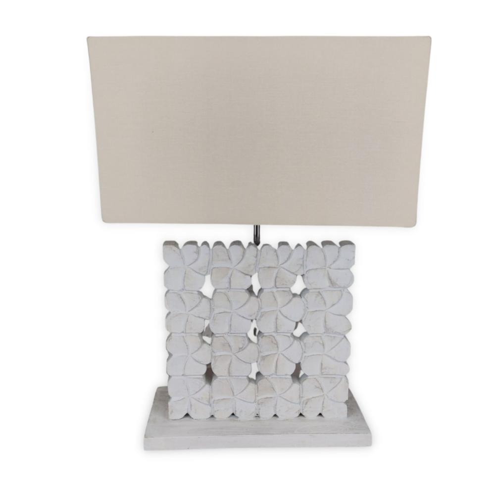TAMBLINGAN II fehér faragott asztali lámpa
