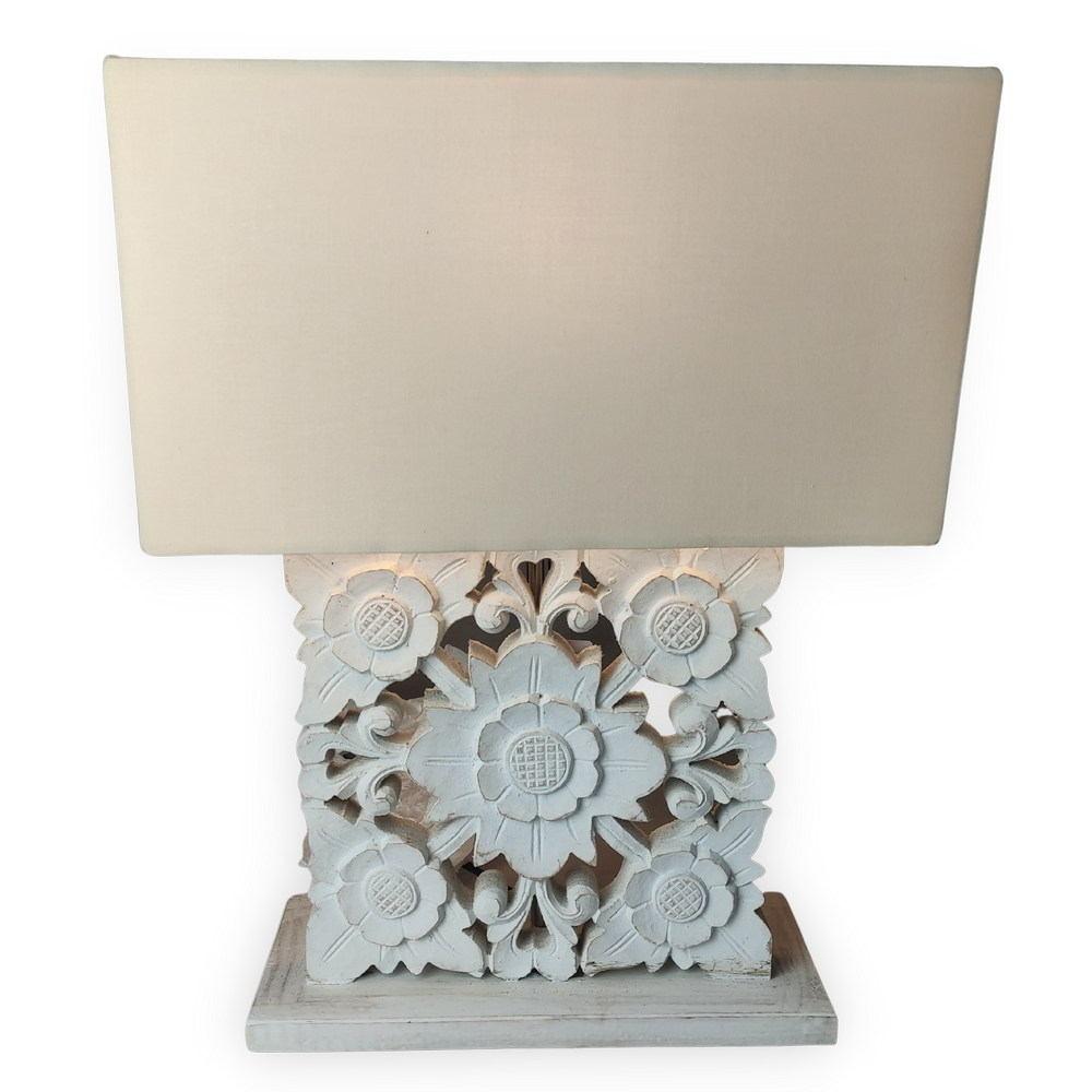 TAMBLINGAN III fehér faragott asztali lámpa