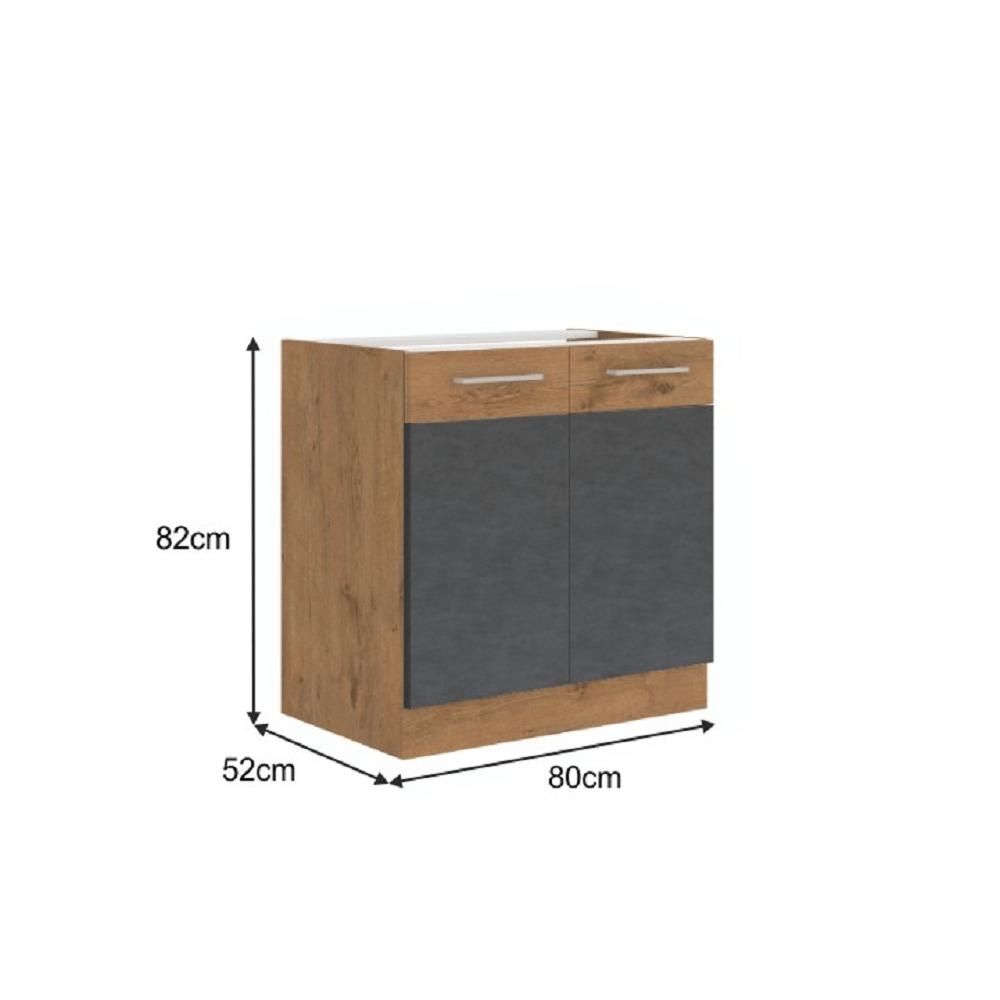 VEGA szürke mdf alsó konyhaszekrény fiókkal 80cm