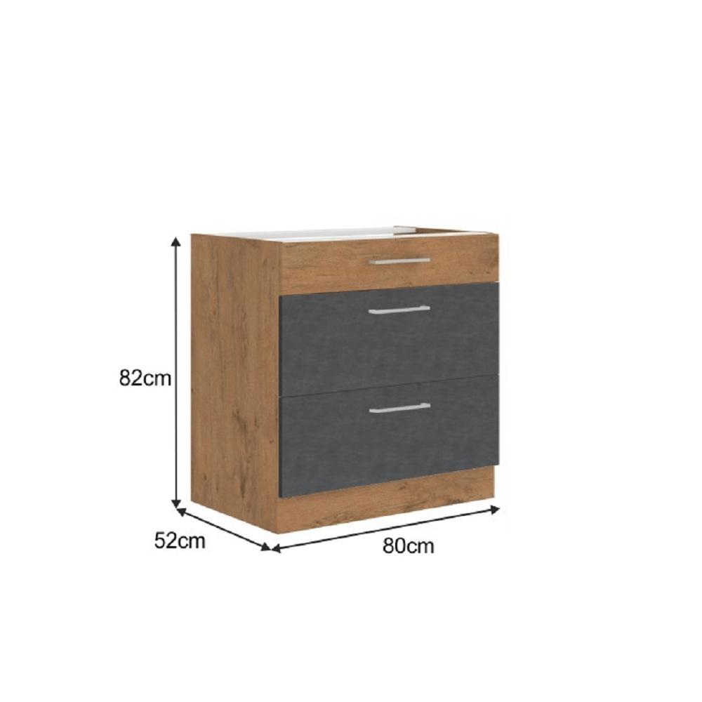 VEGA szürke mdf alsó konyhaszekrény 80cm