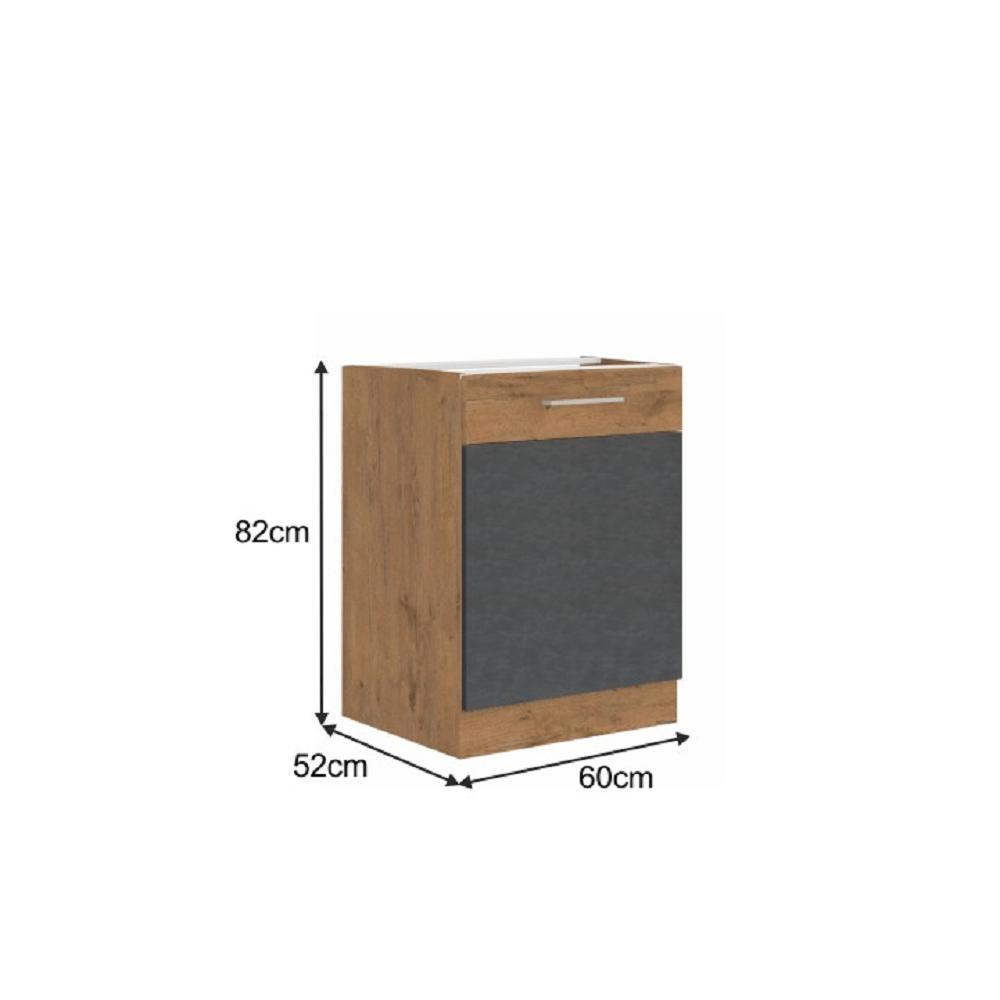 VEGA szürke mdf alsó konyhaszekrény 60cm
