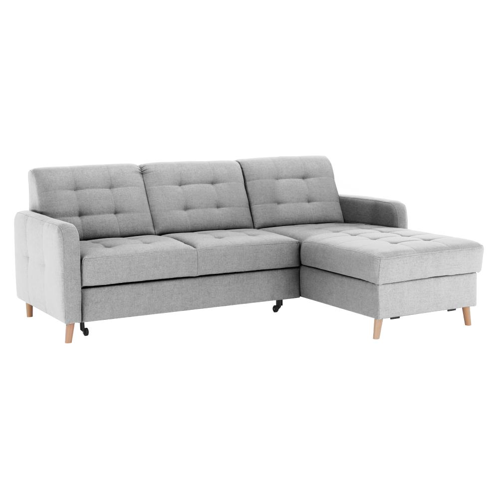 VISBY szürke szövet sarokkanapé