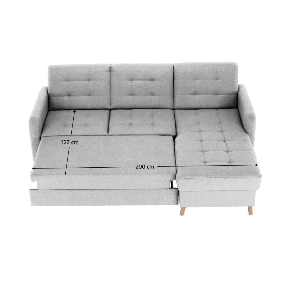 VISBY szürke szövet sarokkanapé