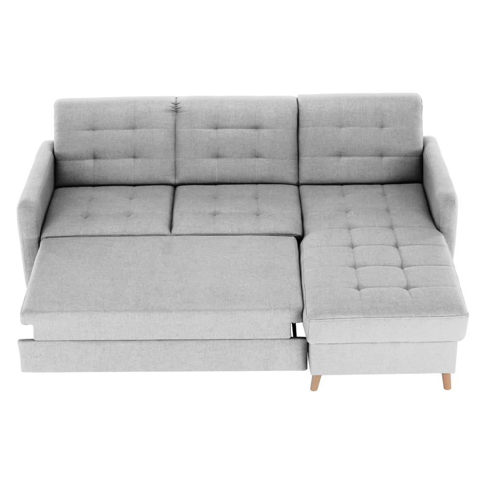 VISBY szürke szövet sarokkanapé