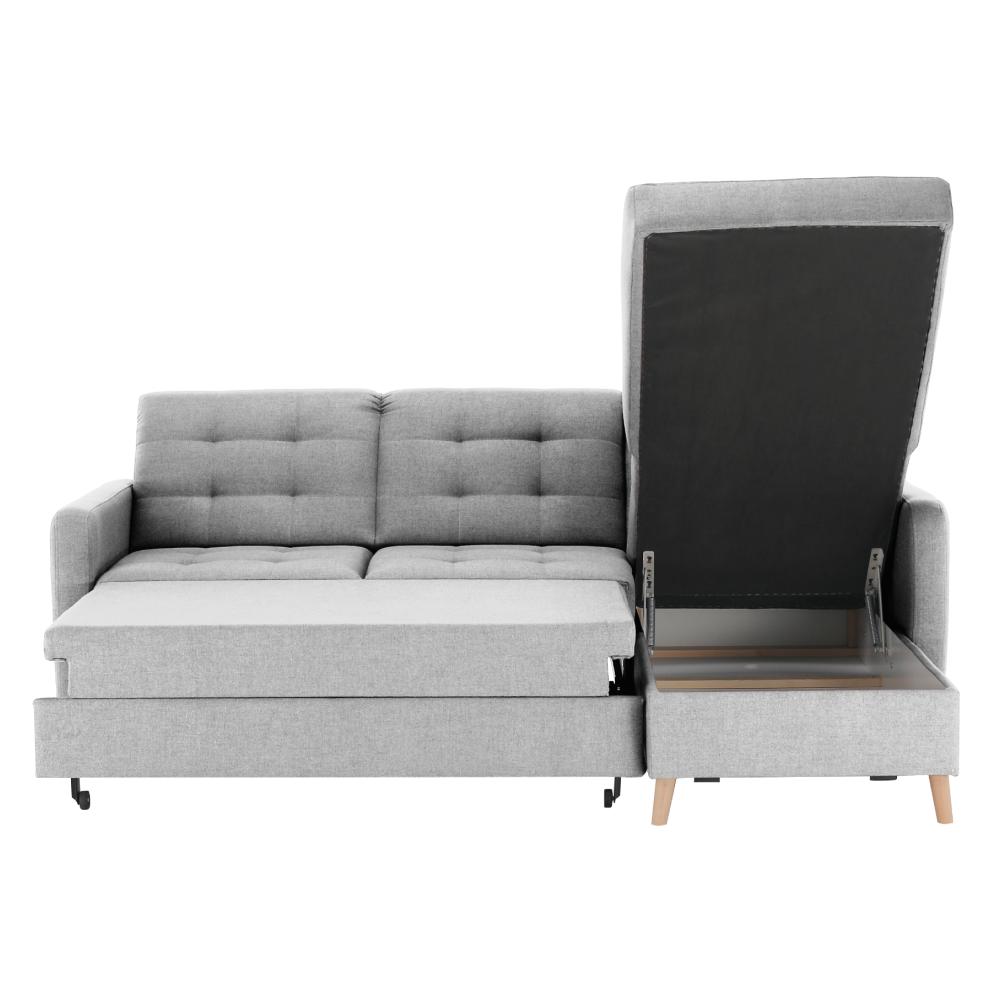 VISBY szürke szövet sarokkanapé