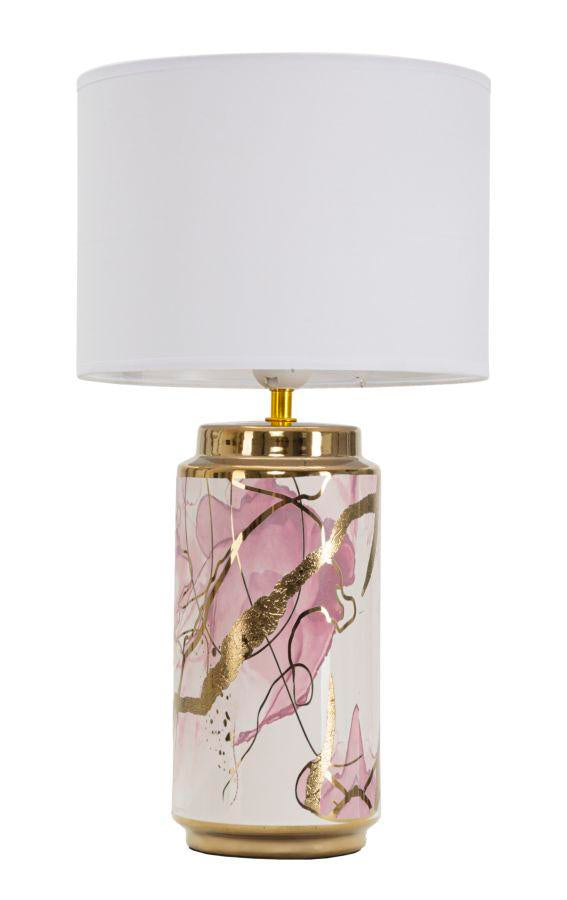 ABSTRACT GLAM fehér és rózsaszín kerámia asztali lámpa