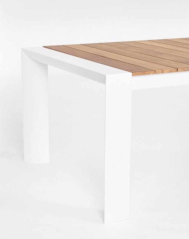 CAMERON II fehér teakfa bővíthető kerti étkezőasztal 253-384 cm