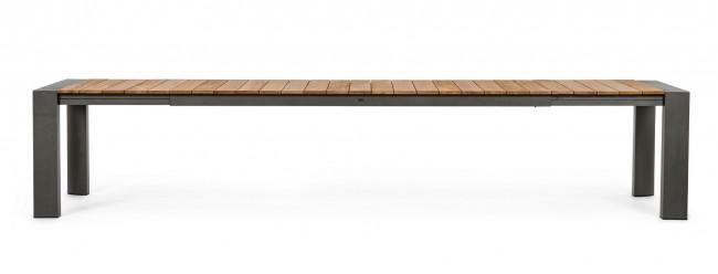 CAMERON II szürke teakfa bővíthető kerti étkezőasztal 253-384 cm